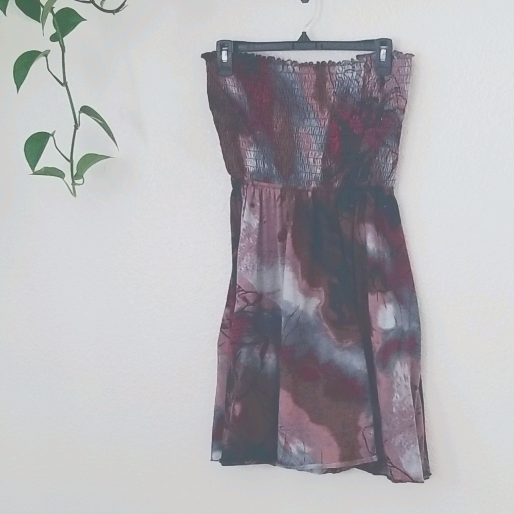 Red strapless sundress